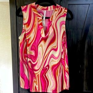 Pink and beige sleeveless top